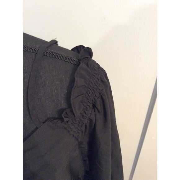 Plus size 2XL SOFT black off shoulders romantic smock neckline shirt top - Picture 5 of 5